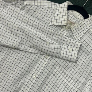 Luciano Barbera Italian Windowpane Plaid Dress Shirt Medium